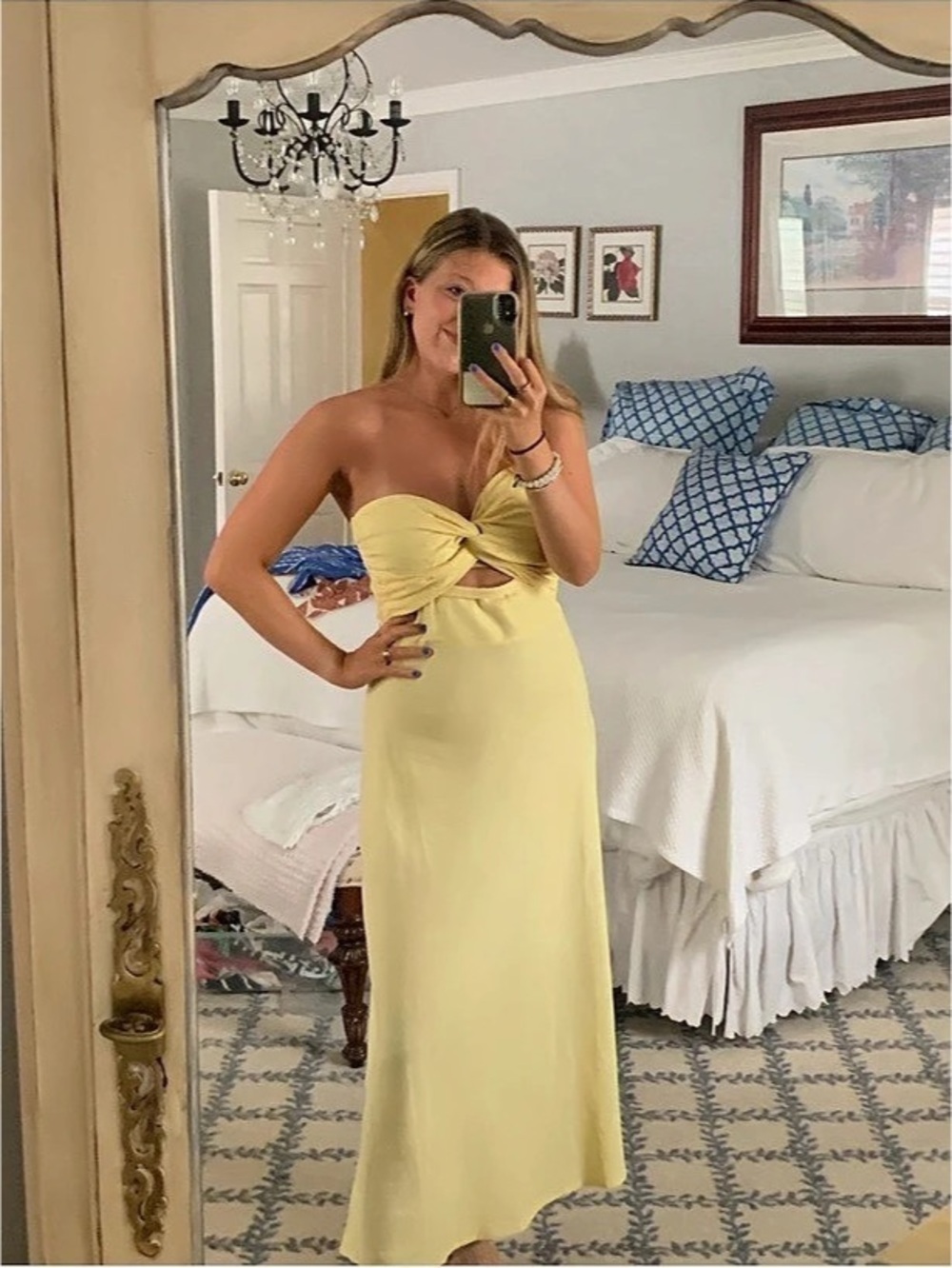 Petal and pup By Together Crystal Strapless Midi Dress Yellow